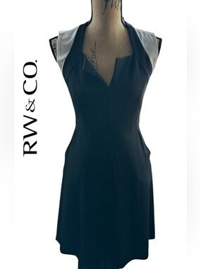 RW&CO. Black A-Line Mini Dress with Shoulder Panels